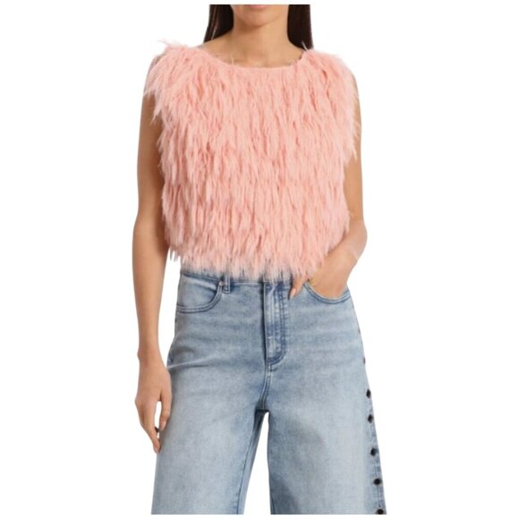 AVEC LES FILLES Pink Feather Vest Size XL NEW NWT - Picture 1 of 5